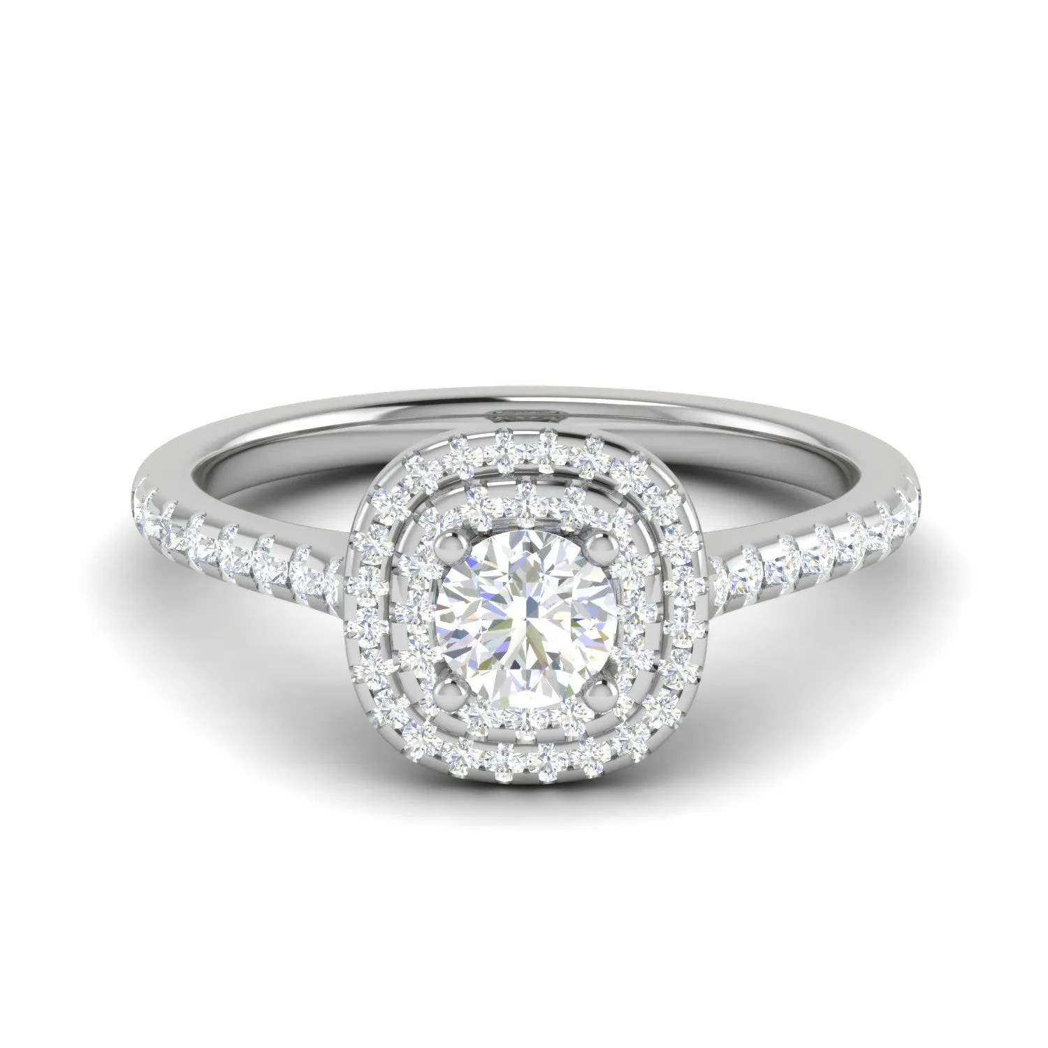 0.50 cts Solitaire Double Halo Diamond Shank Platinum Ring JL PT RH RD 251