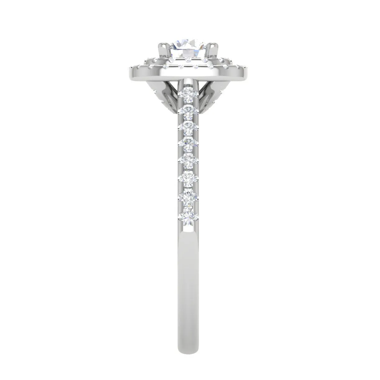 0.50 cts Solitaire Double Halo Diamond Shank Platinum Ring JL PT RH RD 251