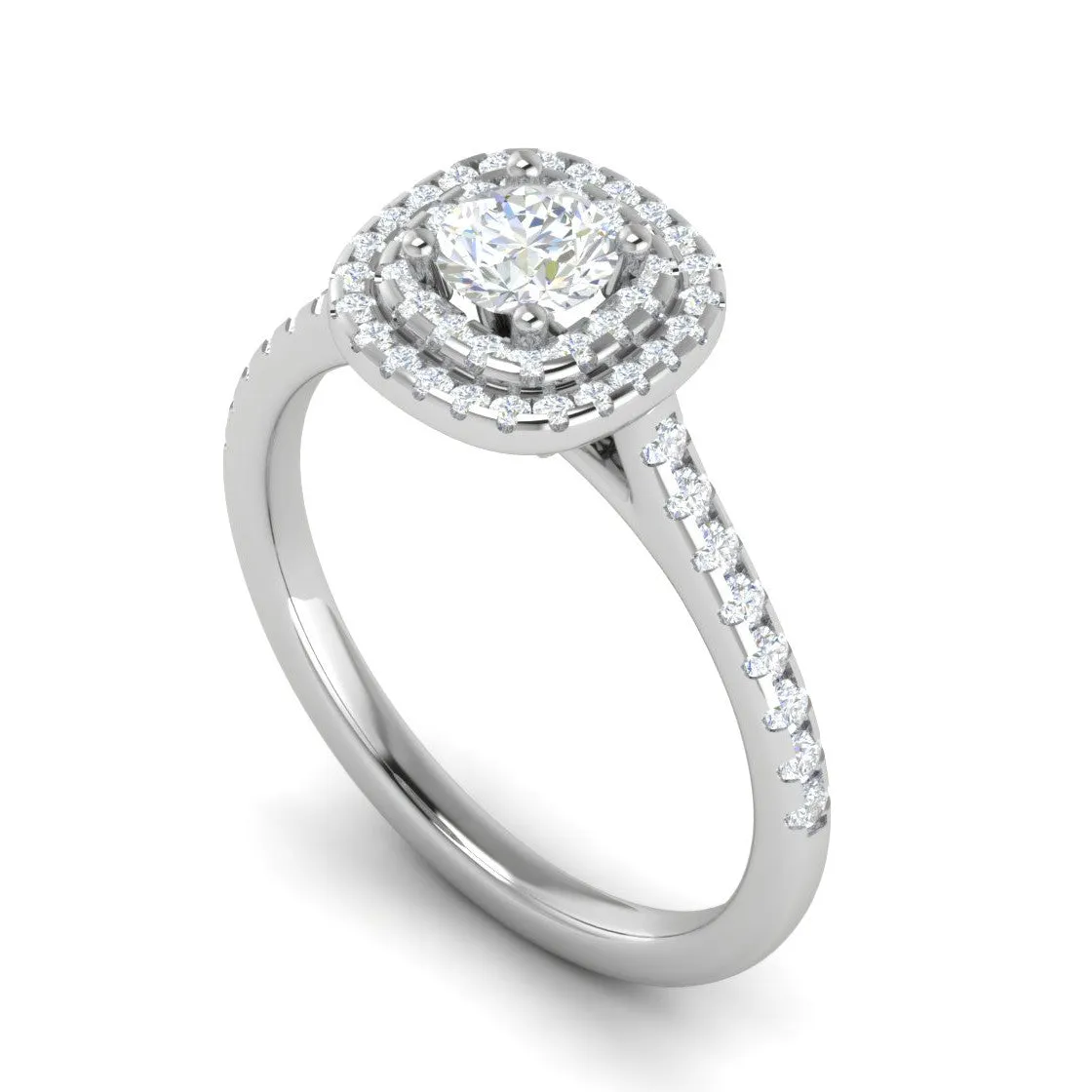 0.50 cts Solitaire Double Halo Diamond Shank Platinum Ring JL PT RH RD 251