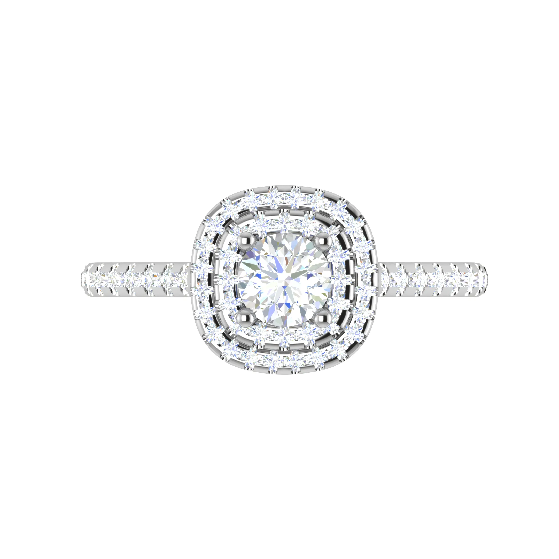 0.50 cts Solitaire Double Halo Diamond Shank Platinum Ring JL PT RH RD 251