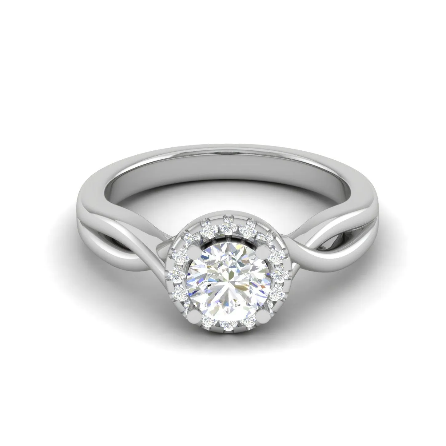 0.50 cts Solitaire Halo Diamond Shank Platinum Ring JL PT JRW2596MM