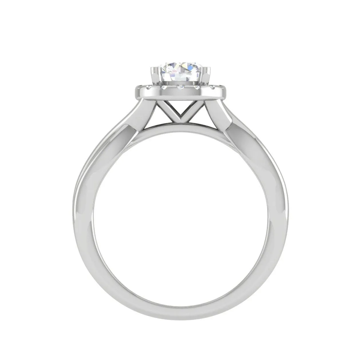 0.50 cts Solitaire Halo Diamond Shank Platinum Ring JL PT JRW2596MM