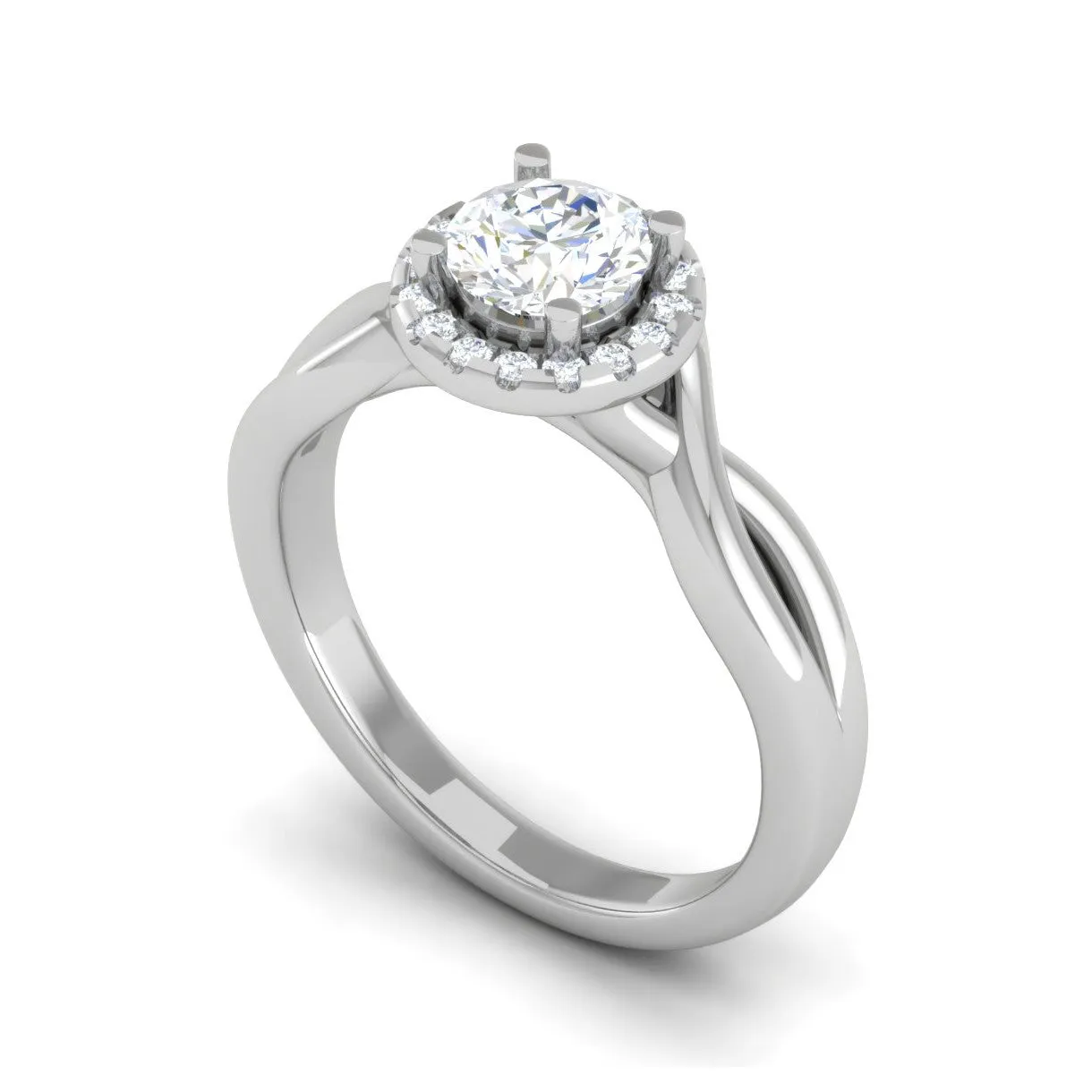 0.50 cts Solitaire Halo Diamond Shank Platinum Ring JL PT JRW2596MM