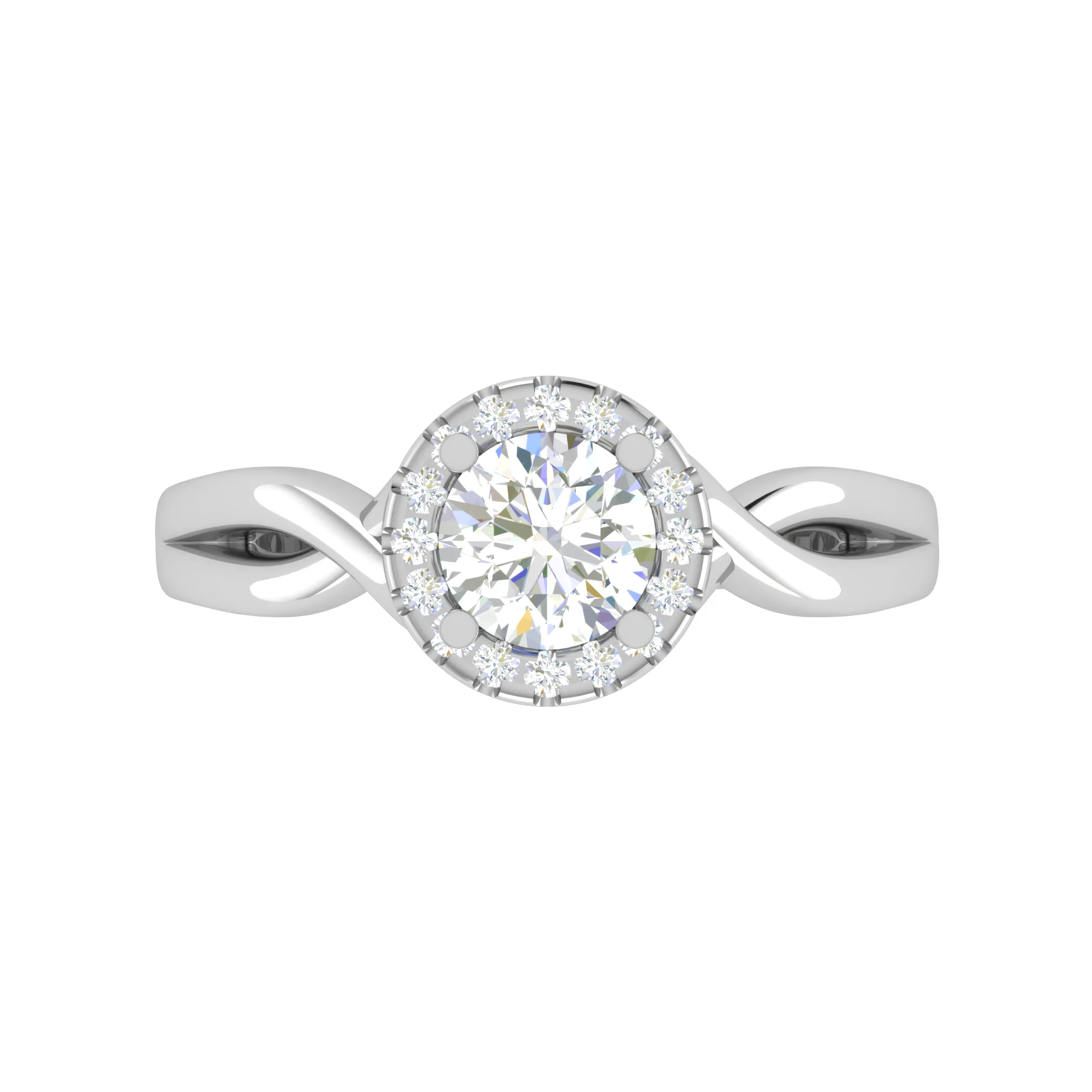 0.50 cts Solitaire Halo Diamond Shank Platinum Ring JL PT JRW2596MM