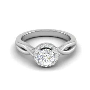 0.50 cts Solitaire Halo Diamond Shank Platinum Ring JL PT JRW2596MM