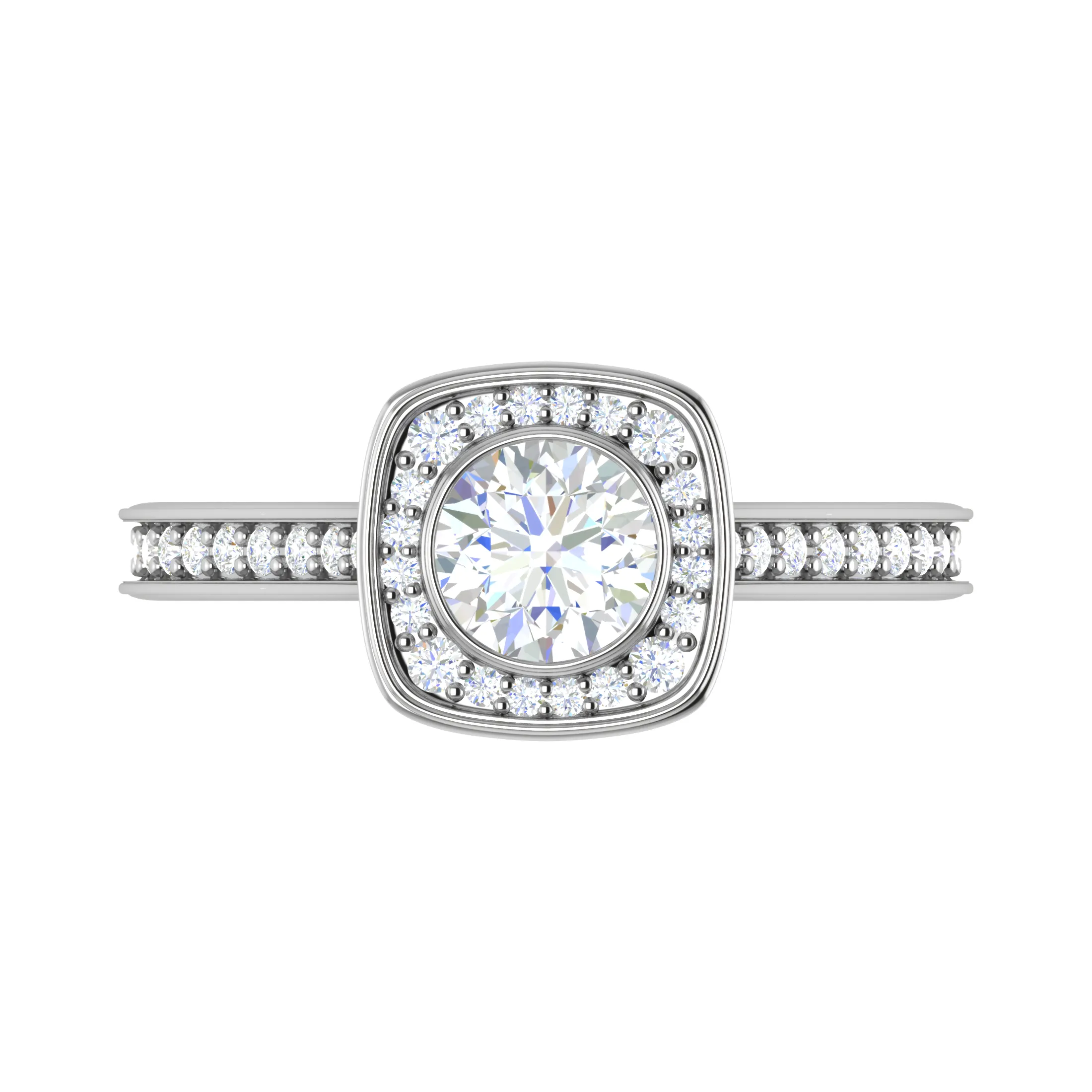 0.50 cts Solitaire Halo Diamond Shank Platinum Ring JL PT RH RD 246