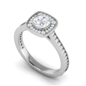 0.50 cts Solitaire Halo Diamond Shank Platinum Ring JL PT RH RD 246