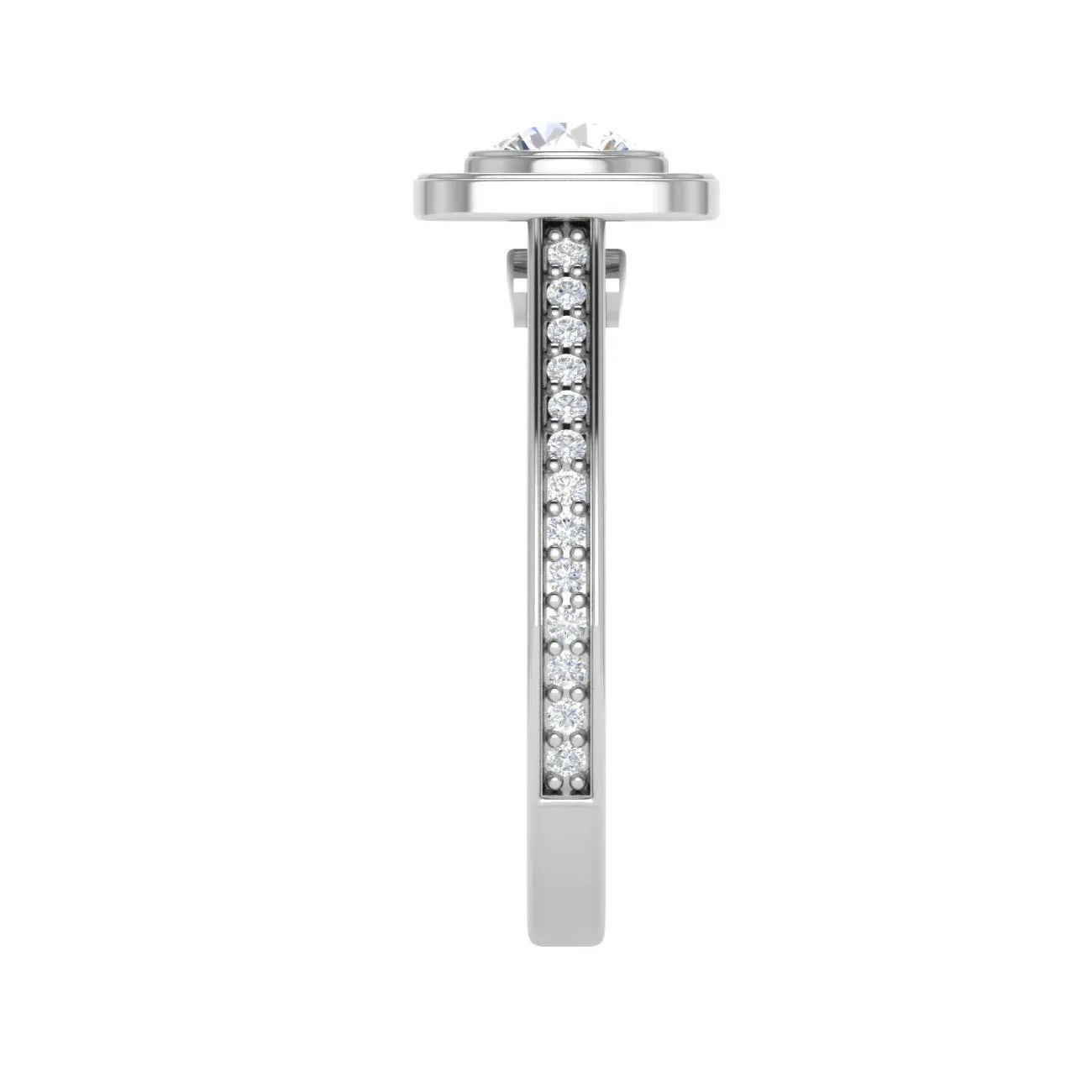 0.50 cts Solitaire Halo Diamond Shank Platinum Ring JL PT RH RD 246