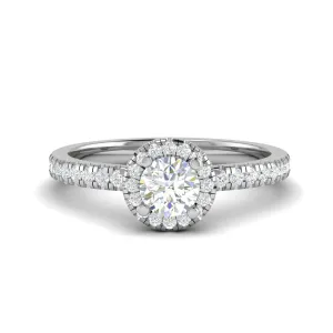 0.50 cts Solitaire Halo Diamond Shank Platinum Ring JL PT RH RD 247