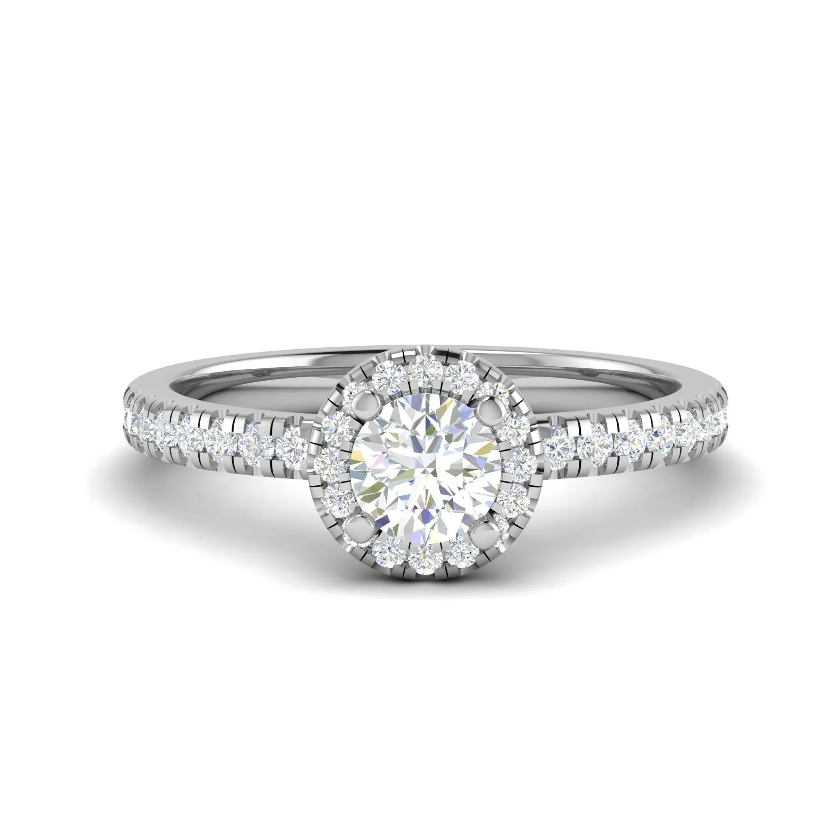 0.50 cts Solitaire Halo Diamond Shank Platinum Ring JL PT RH RD 247