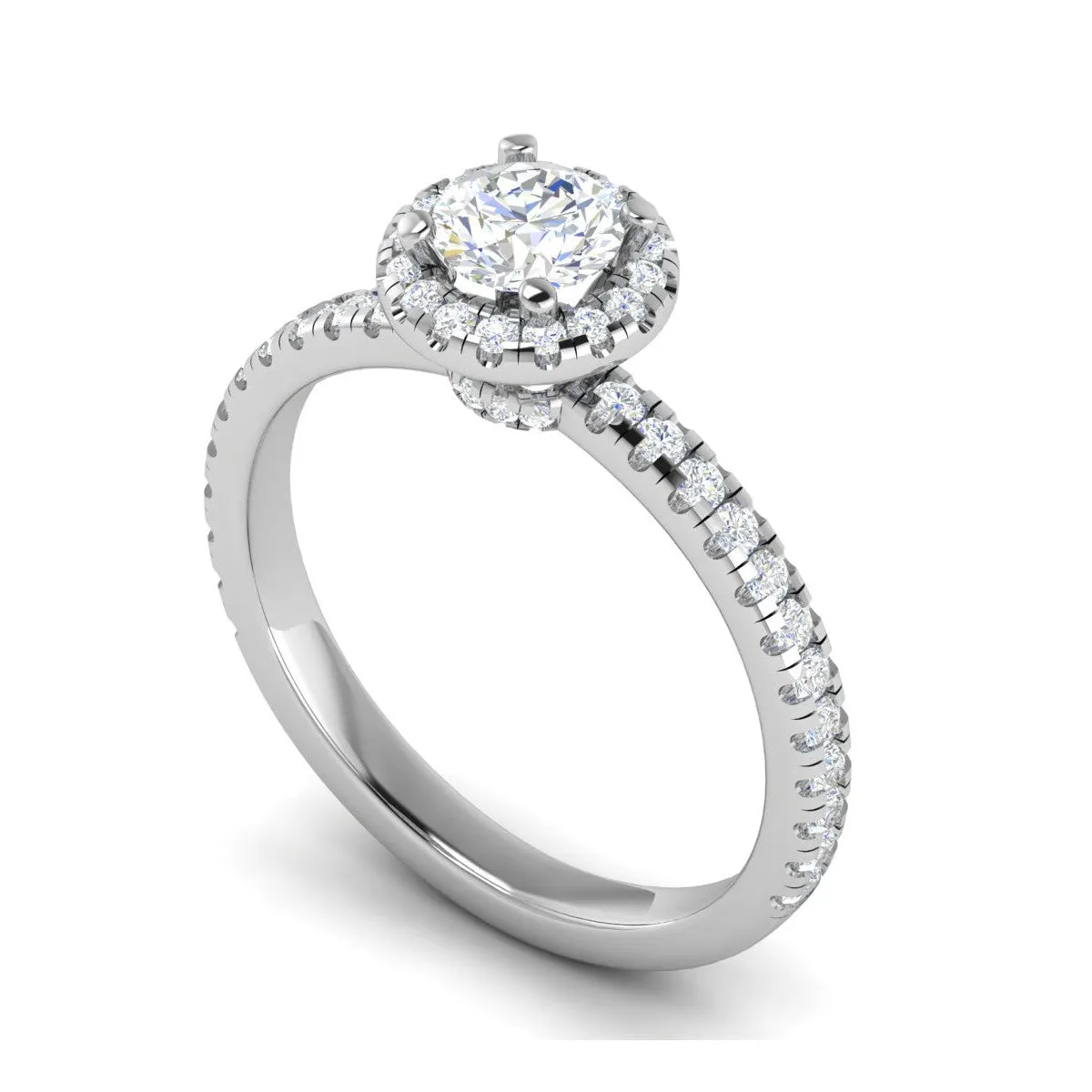 0.50 cts Solitaire Halo Diamond Shank Platinum Ring JL PT RH RD 247