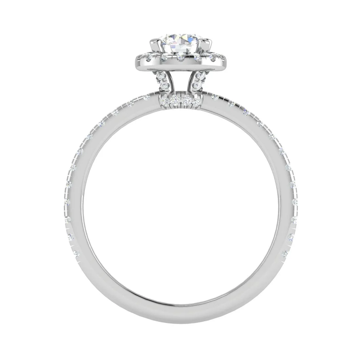0.50 cts Solitaire Halo Diamond Shank Platinum Ring JL PT RH RD 247