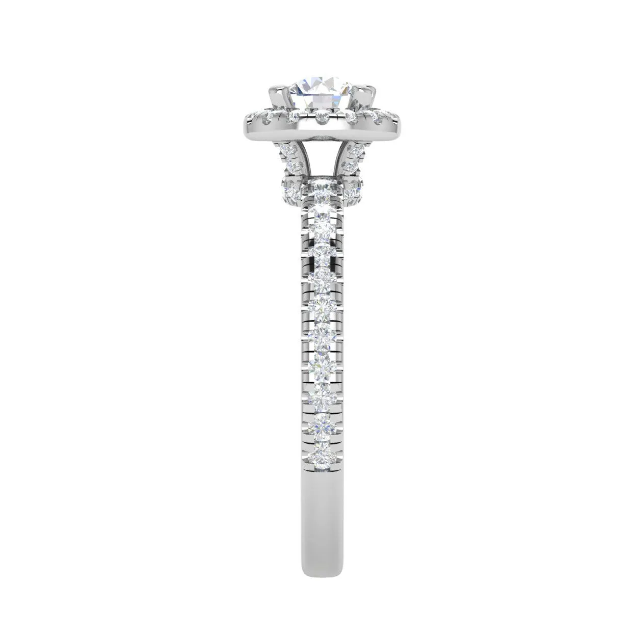 0.50 cts Solitaire Halo Diamond Shank Platinum Ring JL PT RH RD 247