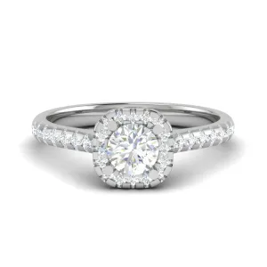 0.50 cts Solitaire Halo Diamond Shank Platinum Ring JL PT RH RD 254