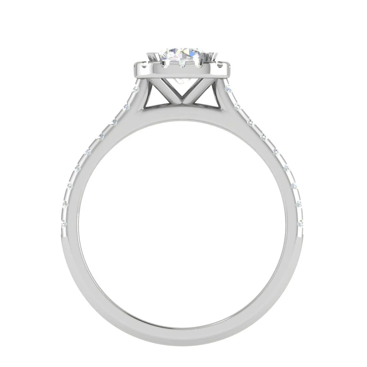 0.50 cts Solitaire Halo Diamond Shank Platinum Ring JL PT RH RD 254