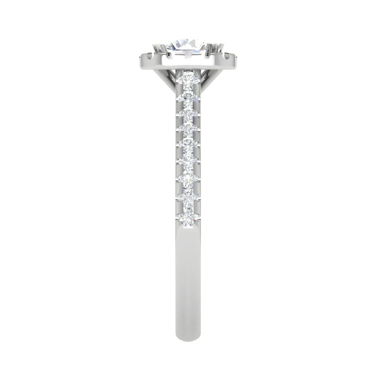 0.50 cts Solitaire Halo Diamond Shank Platinum Ring JL PT RH RD 254
