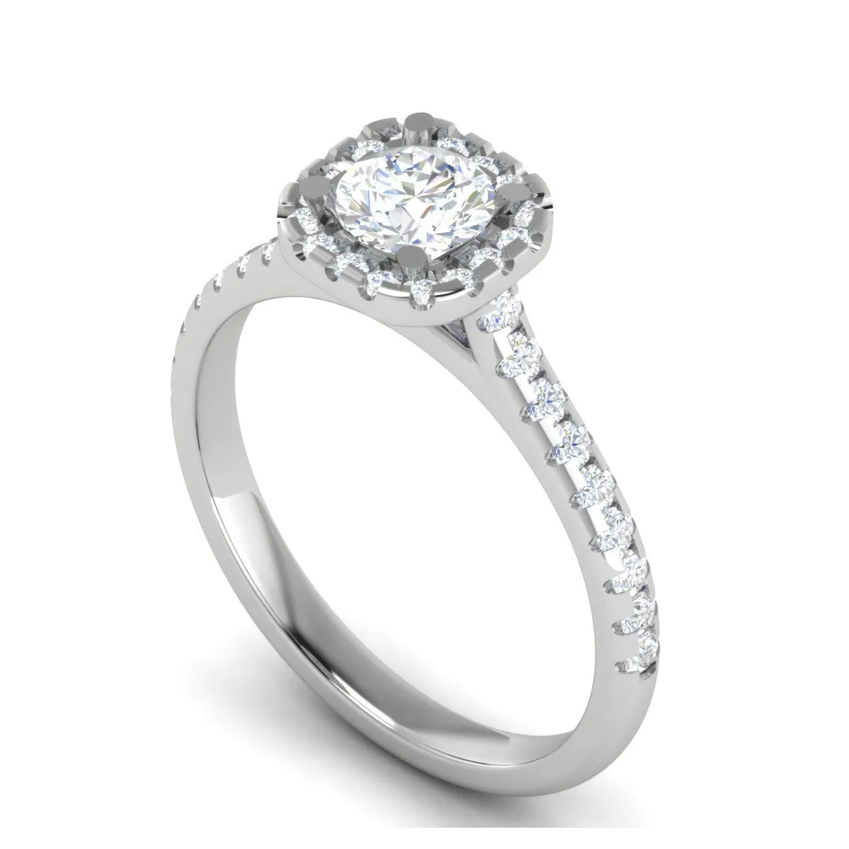 0.50 cts Solitaire Halo Diamond Shank Platinum Ring JL PT RH RD 254