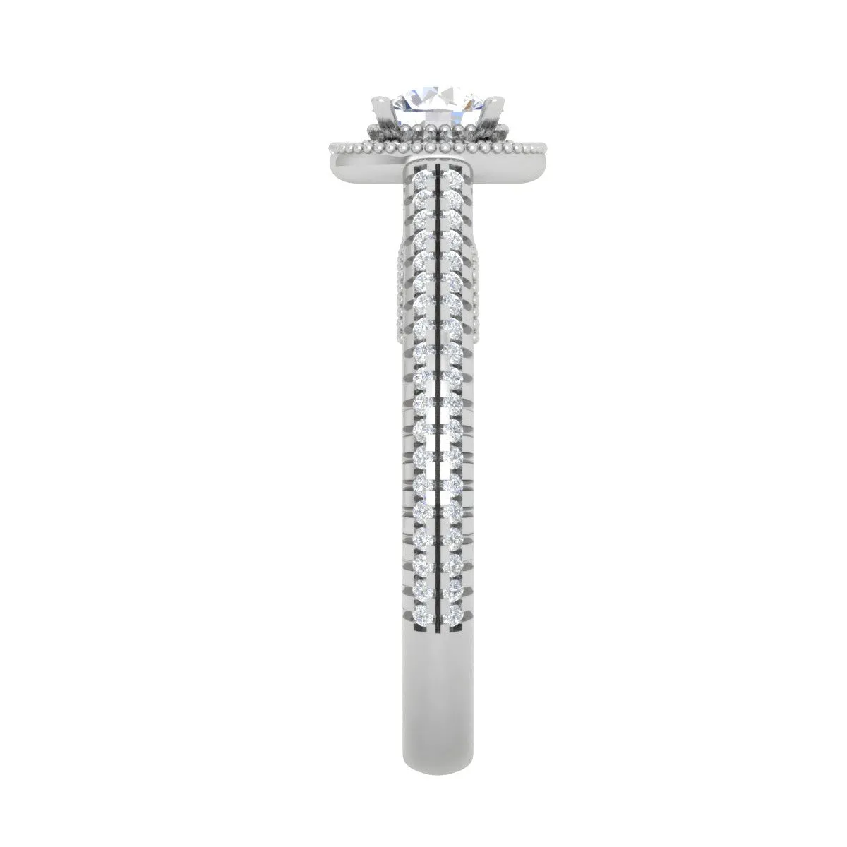 0.50 cts Solitaire Halo Diamond Split Shank Platinum Ring JL PT RH RD 206