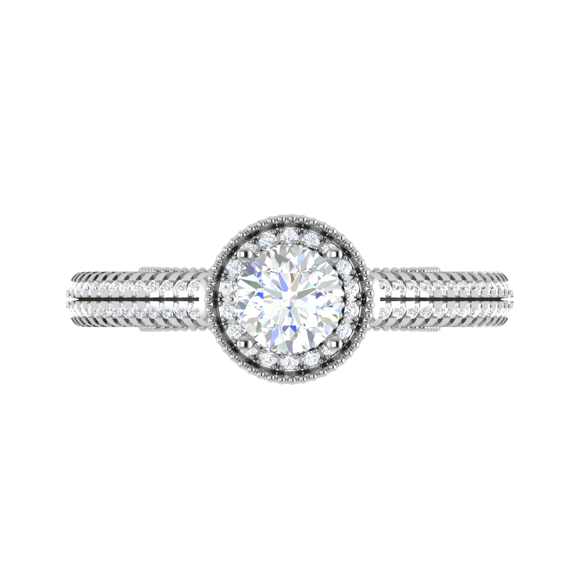 0.50 cts Solitaire Halo Diamond Split Shank Platinum Ring JL PT RH RD 206