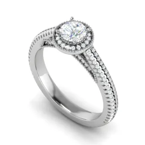0.50 cts Solitaire Halo Diamond Split Shank Platinum Ring JL PT RH RD 206
