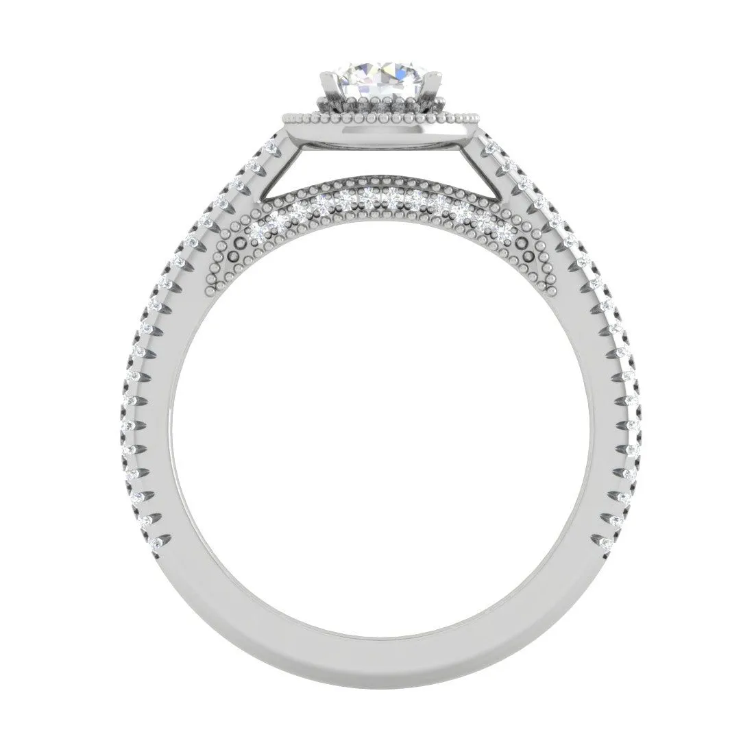 0.50 cts Solitaire Halo Diamond Split Shank Platinum Ring JL PT RH RD 206