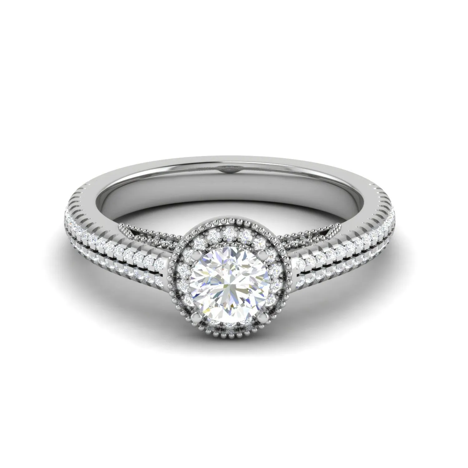 0.50 cts Solitaire Halo Diamond Split Shank Platinum Ring JL PT RH RD 206