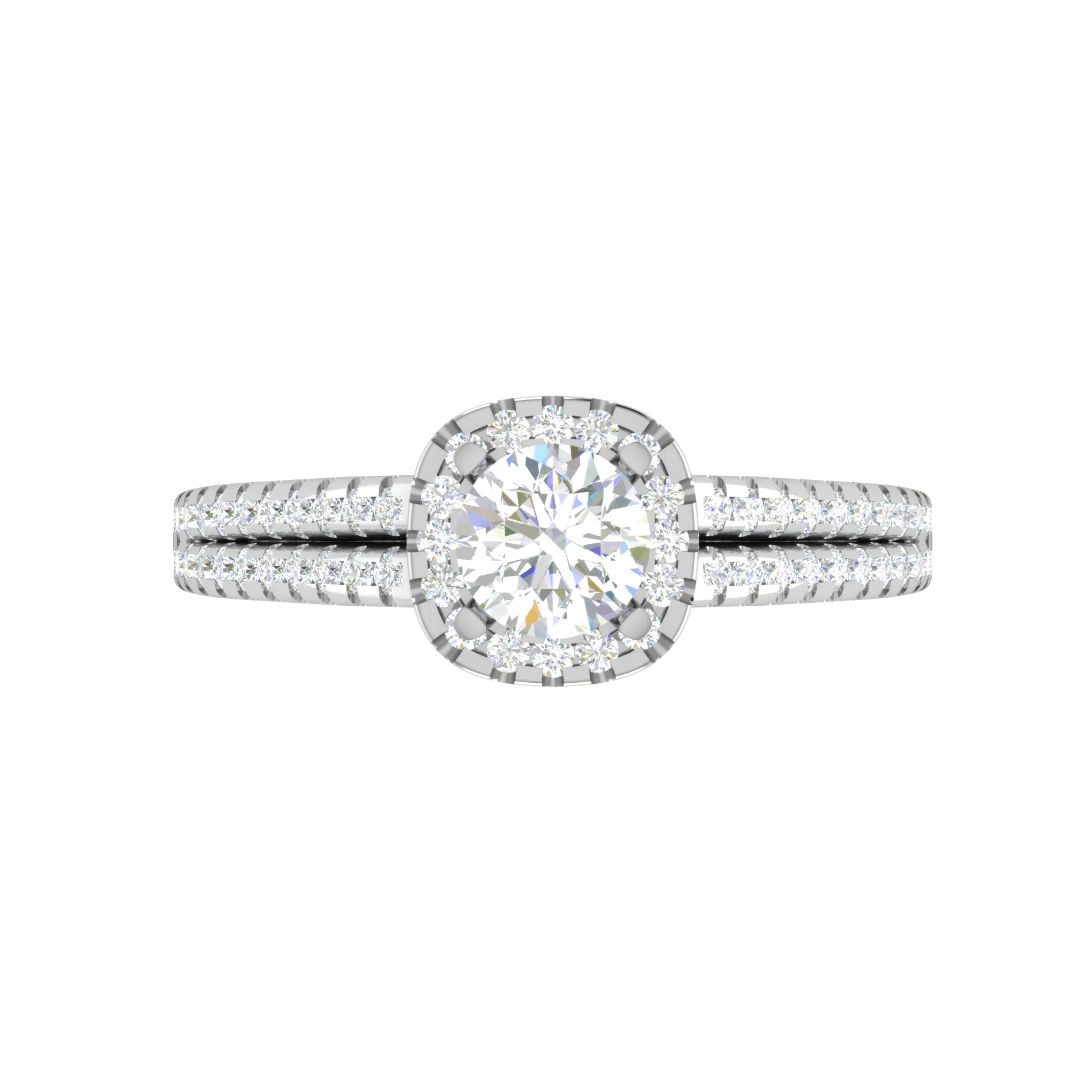 0.50 cts Solitaire Halo Diamond Split Shank Platinum Ring JL PT RH RD 296