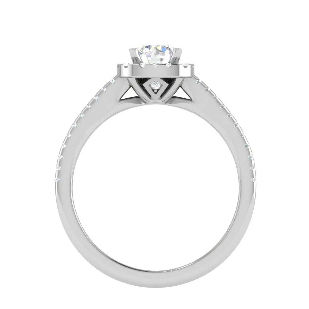 0.50 cts Solitaire Halo Diamond Split Shank Platinum Ring JL PT RH RD 296
