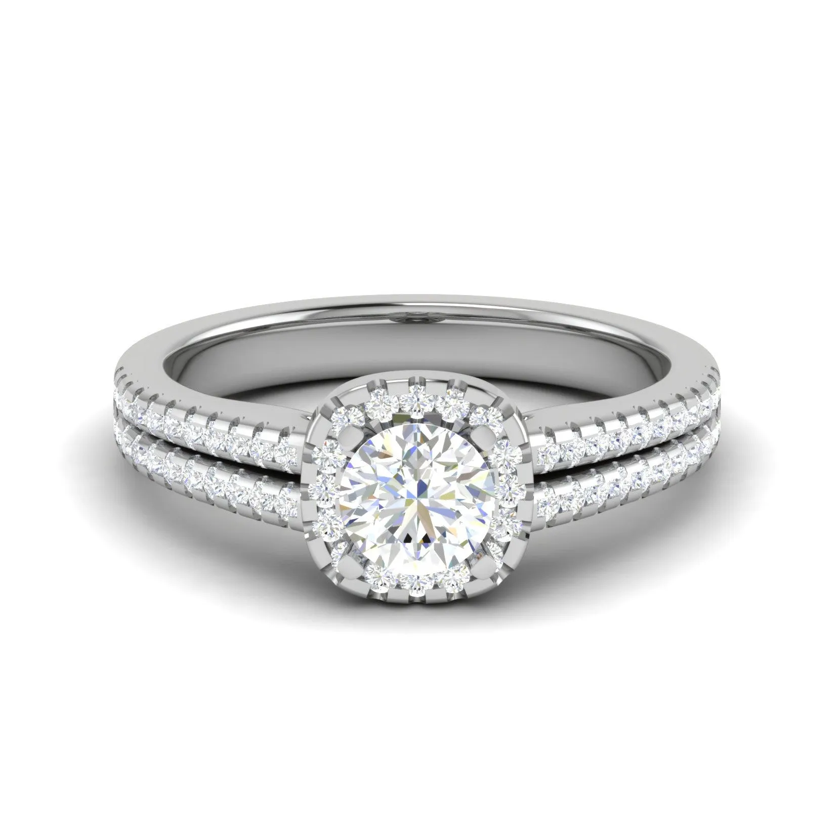 0.50 cts Solitaire Halo Diamond Split Shank Platinum Ring JL PT RH RD 296