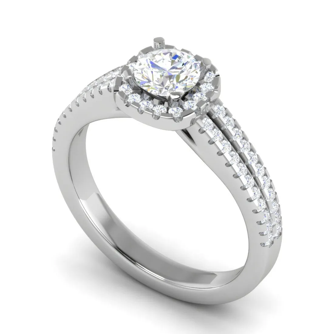 0.50 cts Solitaire Halo Diamond Split Shank Platinum Ring JL PT RH RD 296