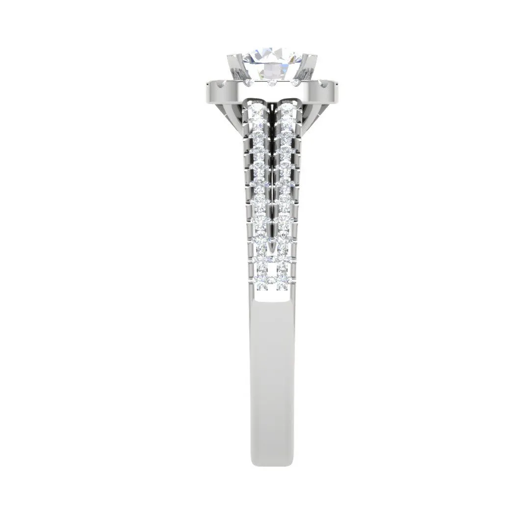 0.50 cts Solitaire Halo Diamond Split Shank Platinum Ring JL PT RH RD 296