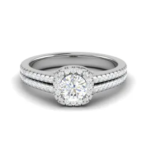 0.50 cts Solitaire Halo Diamond Split Shank Platinum Ring JL PT RH RD 296