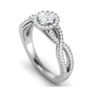0.50 cts Solitaire Halo Diamond Twisted Shank Platinum Ring JL PT RH RD 223