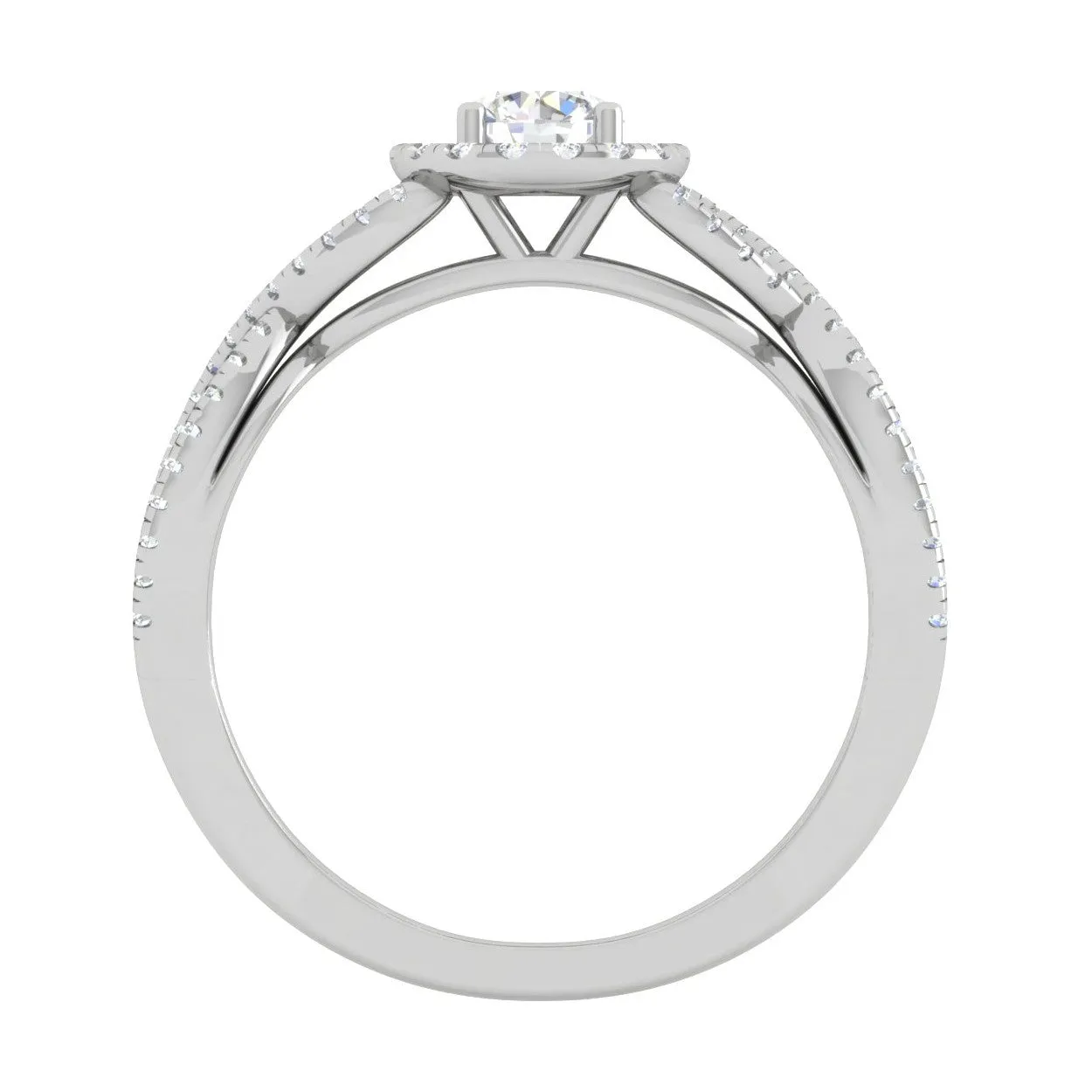0.50 cts Solitaire Halo Diamond Twisted Shank Platinum Ring JL PT RH RD 223