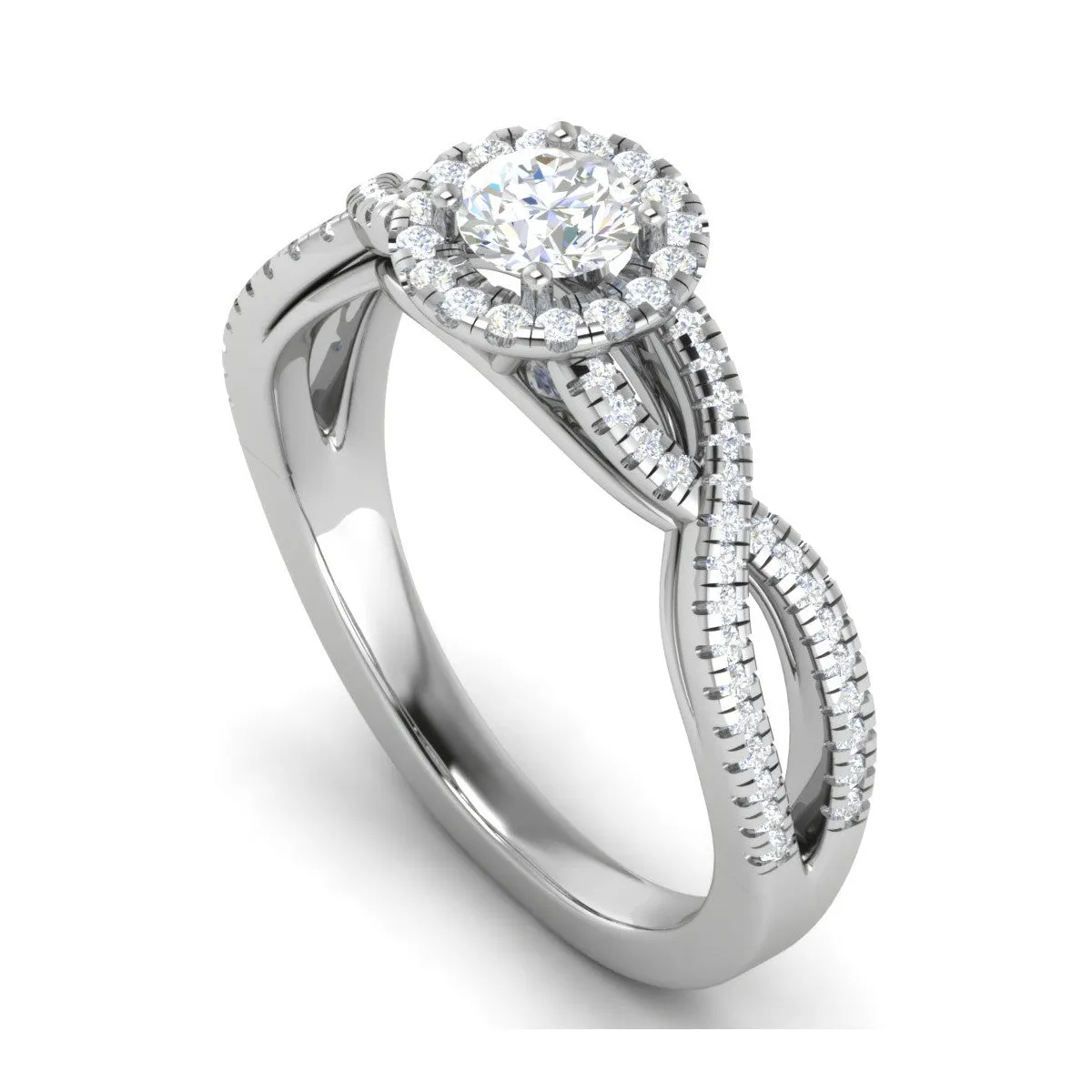 0.50 cts Solitaire Halo Diamond Twisted Shank Platinum Ring JL PT RH RD 223