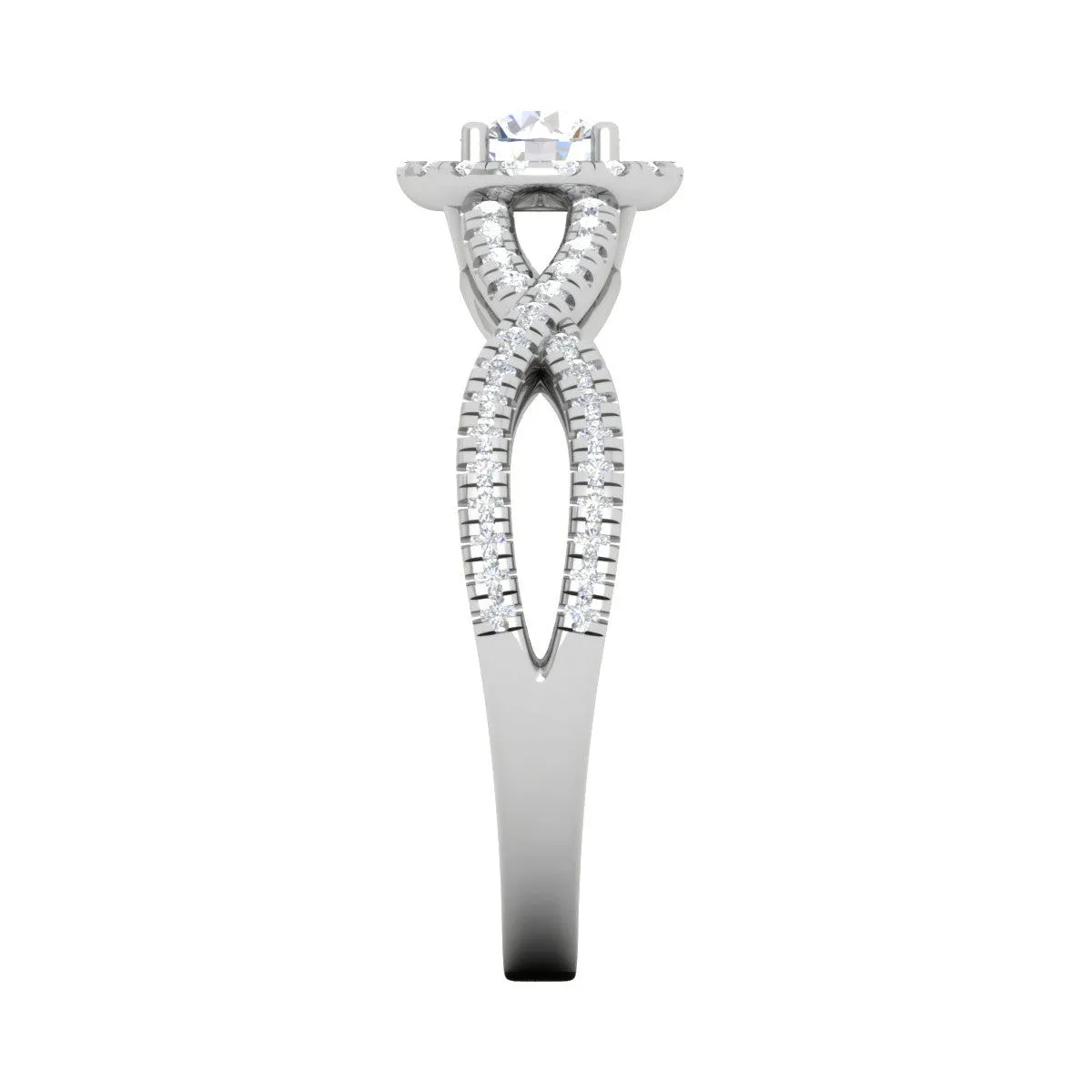 0.50 cts Solitaire Halo Diamond Twisted Shank Platinum Ring JL PT RH RD 223