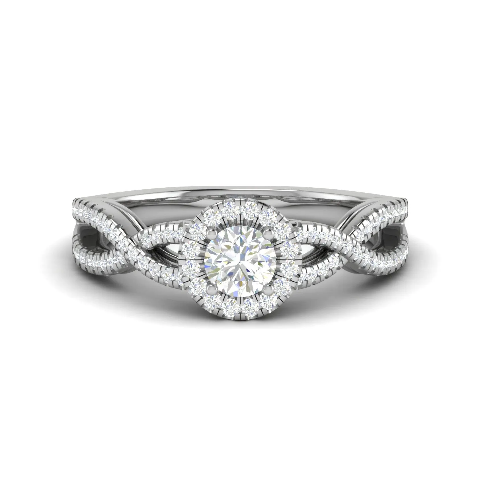 0.50 cts Solitaire Halo Diamond Twisted Shank Platinum Ring JL PT RH RD 223
