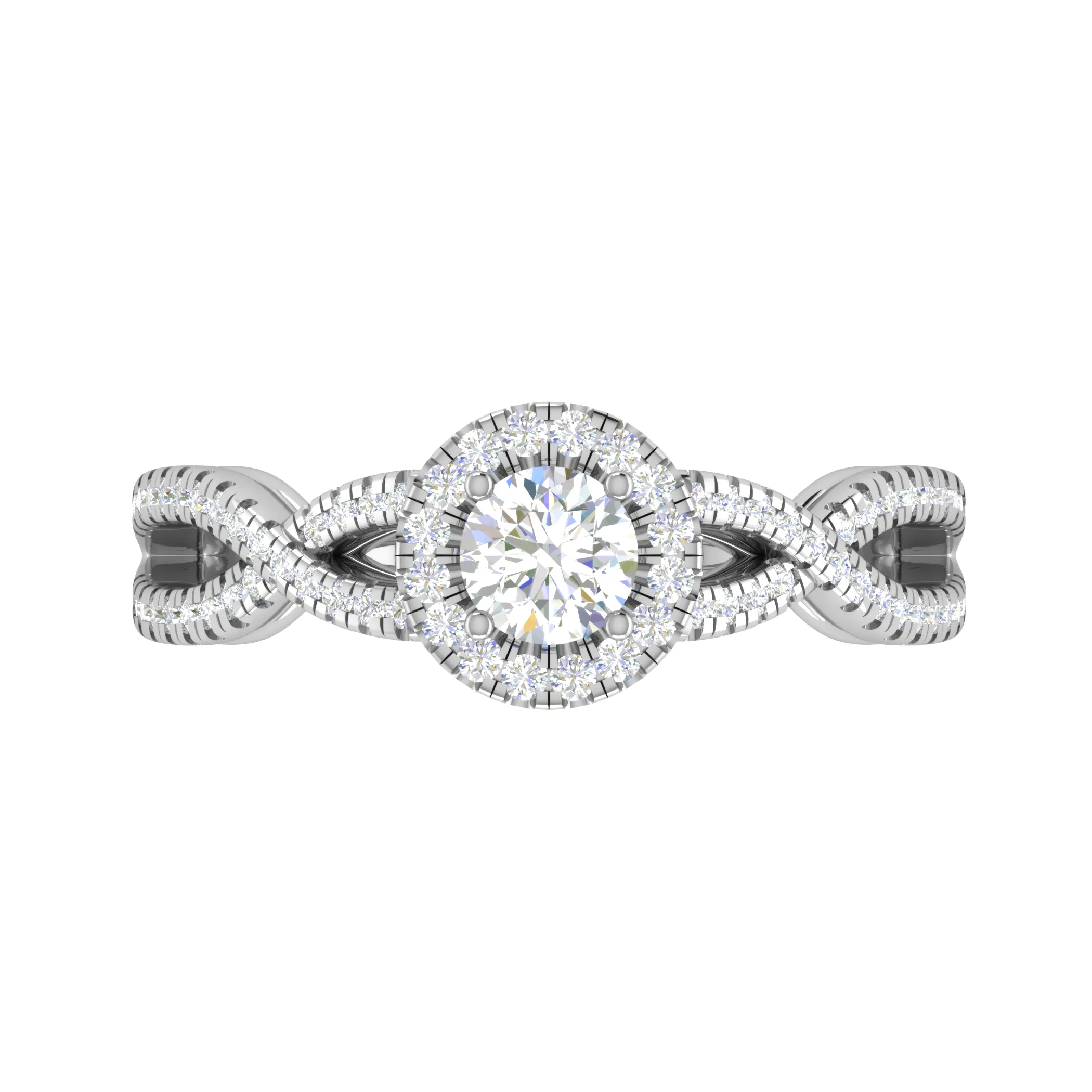 0.50 cts Solitaire Halo Diamond Twisted Shank Platinum Ring JL PT RH RD 223