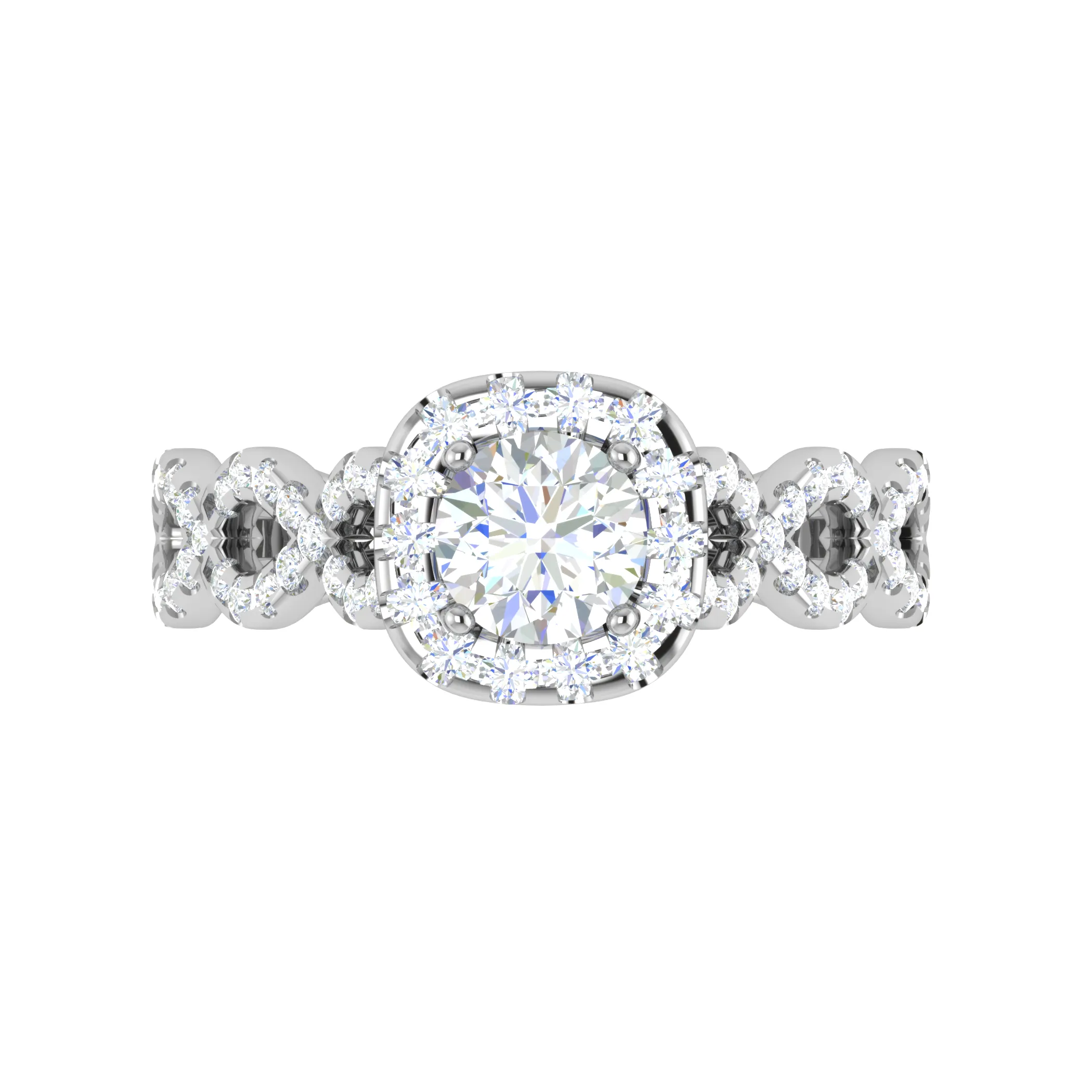 0.50 cts Solitaire Halo Diamond Twisted Shank Platinum Ring JL PT RH RD 265