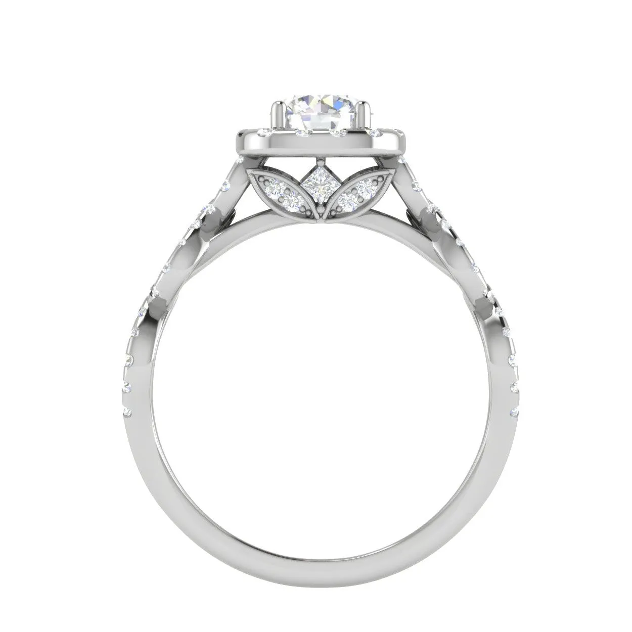 0.50 cts Solitaire Halo Diamond Twisted Shank Platinum Ring JL PT RH RD 265