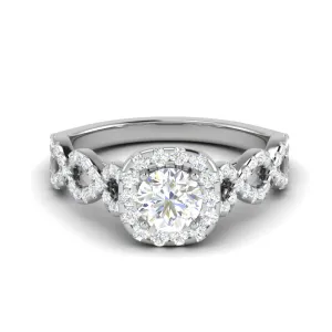 0.50 cts Solitaire Halo Diamond Twisted Shank Platinum Ring JL PT RH RD 265