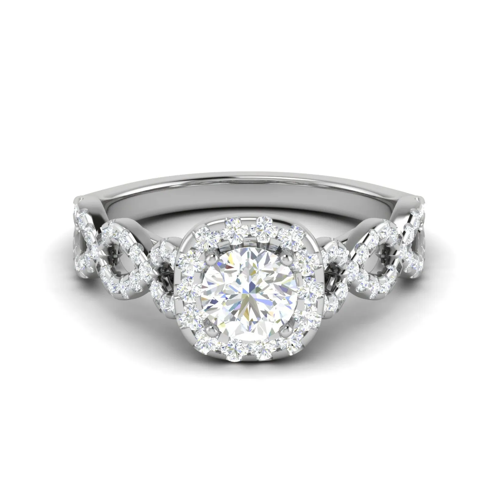 0.50 cts Solitaire Halo Diamond Twisted Shank Platinum Ring JL PT RH RD 265