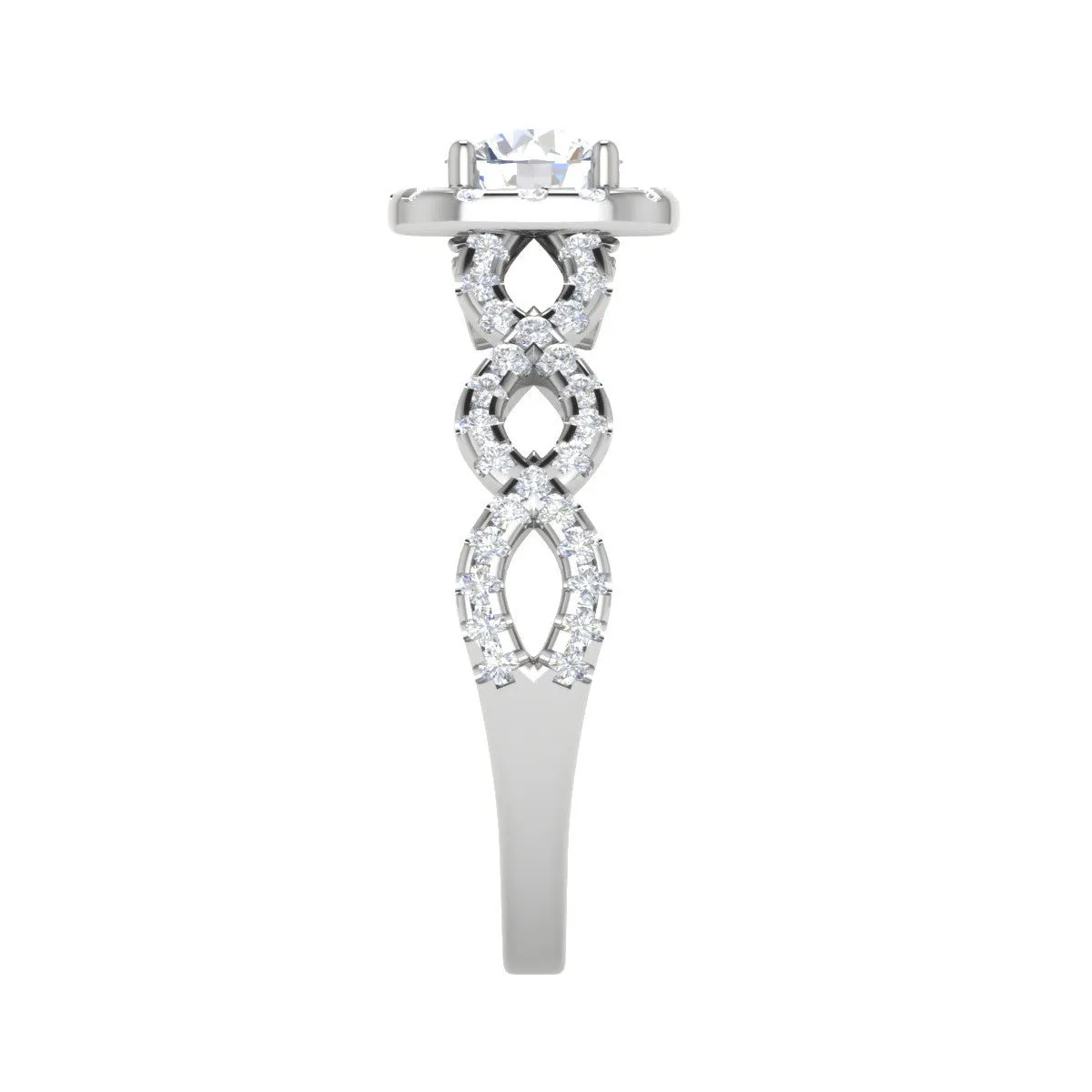 0.50 cts Solitaire Halo Diamond Twisted Shank Platinum Ring JL PT RH RD 265