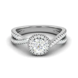 0.50 cts Solitaire Halo Diamond Twisted Shank Platinum Ring JL PT RP RD 132