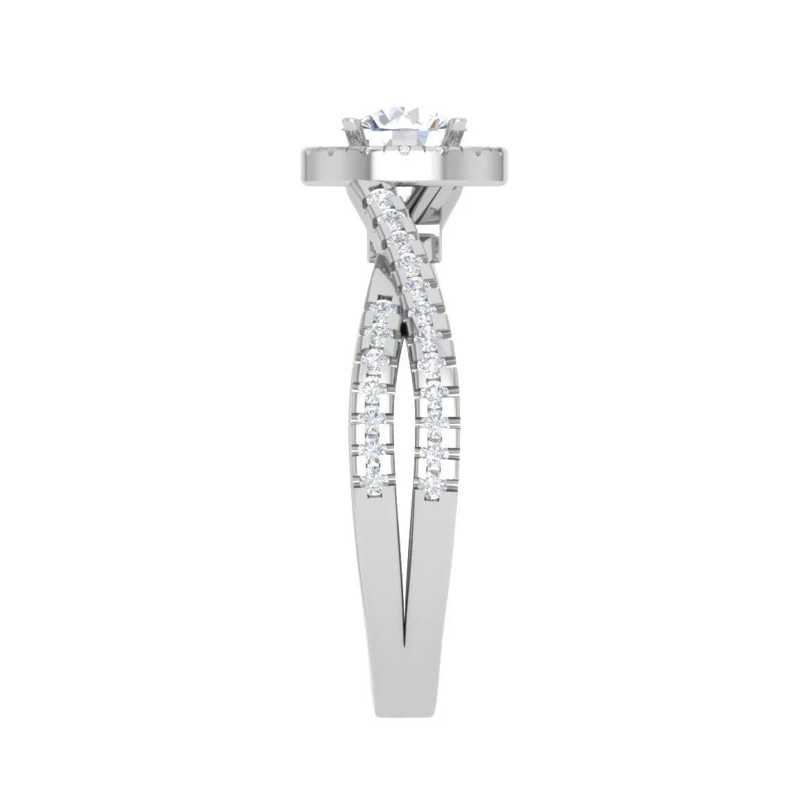 0.50 cts Solitaire Halo Diamond Twisted Shank Platinum Ring JL PT RP RD 132