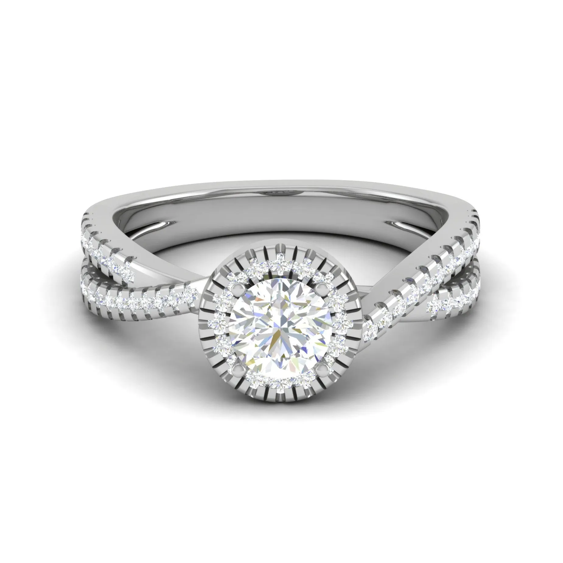 0.50 cts Solitaire Halo Diamond Twisted Shank Platinum Ring JL PT RP RD 132
