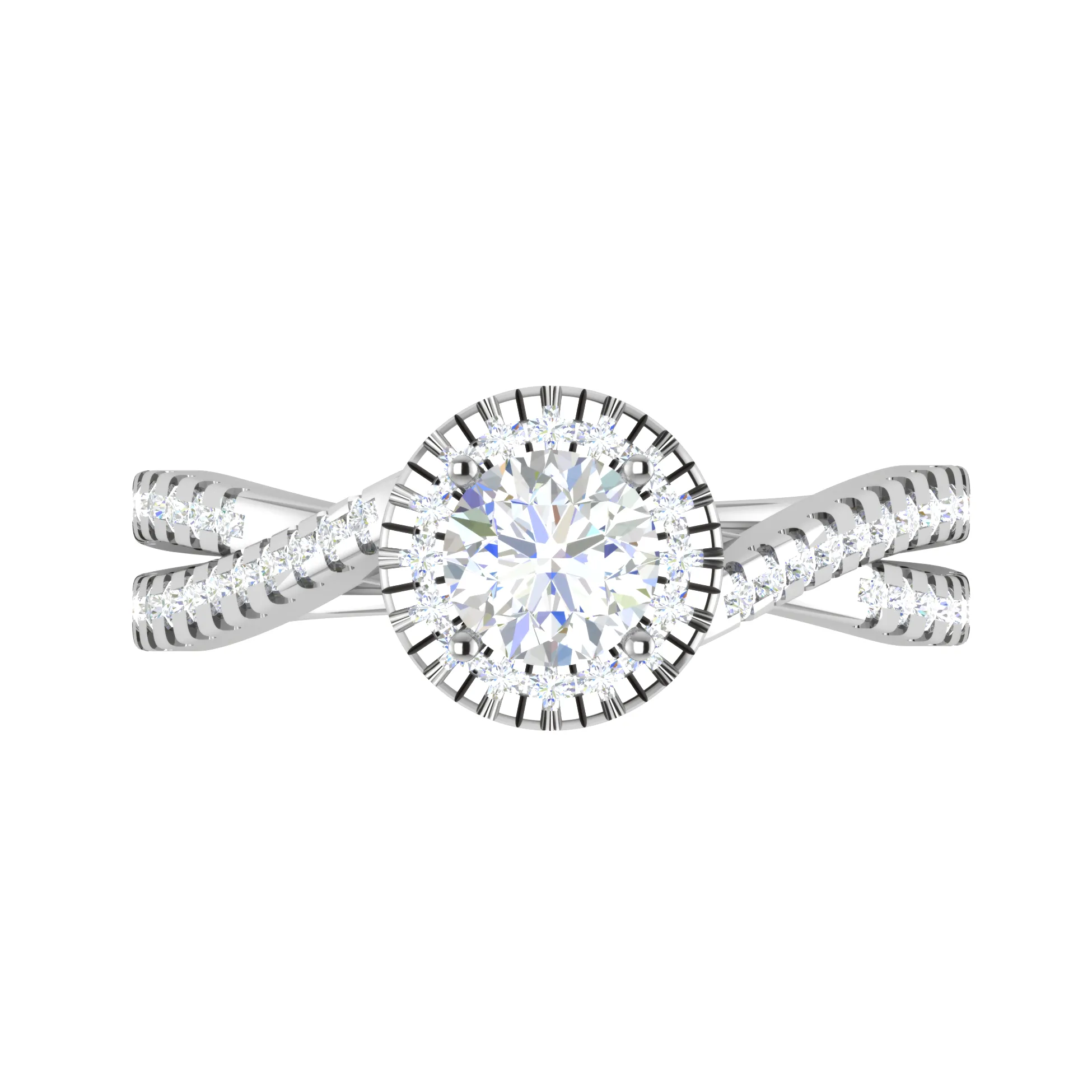 0.50 cts Solitaire Halo Diamond Twisted Shank Platinum Ring JL PT RP RD 132