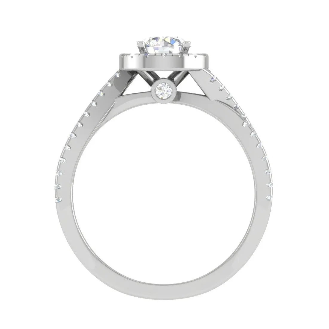 0.50 cts Solitaire Halo Diamond Twisted Shank Platinum Ring JL PT RP RD 132