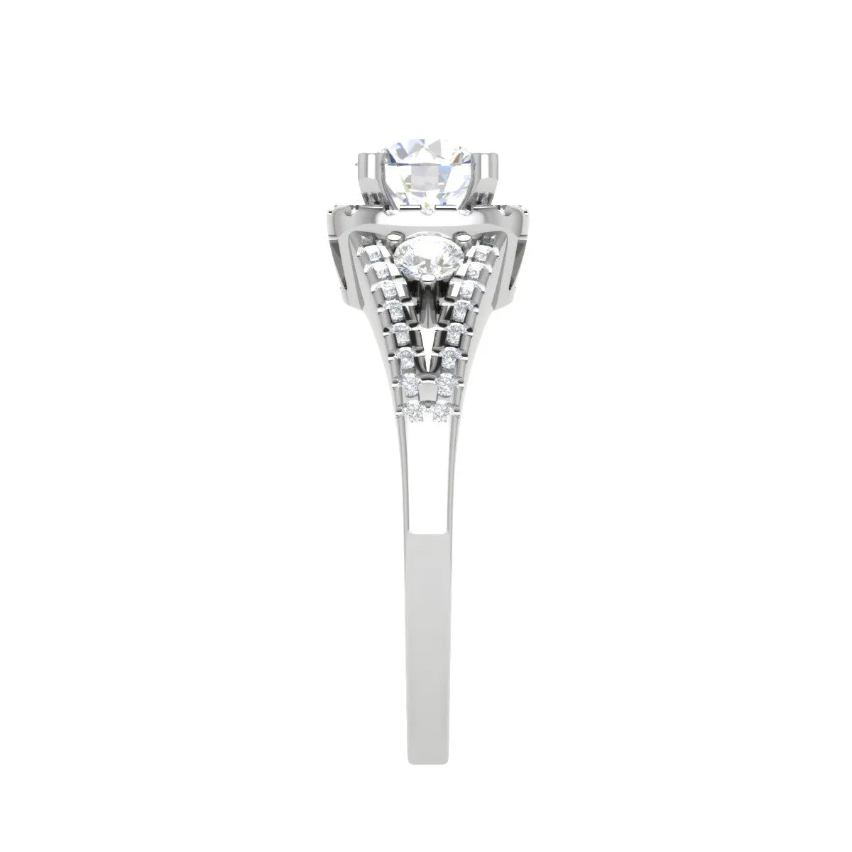 0.50 cts. Solitaire Platinum Halo Diamond Split Shank Engagement Ring  for Women JL PT WB6020