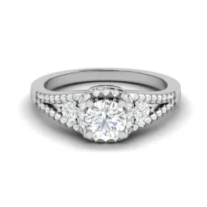 0.50 cts. Solitaire Platinum Halo Diamond Split Shank Engagement Ring  for Women JL PT WB6020